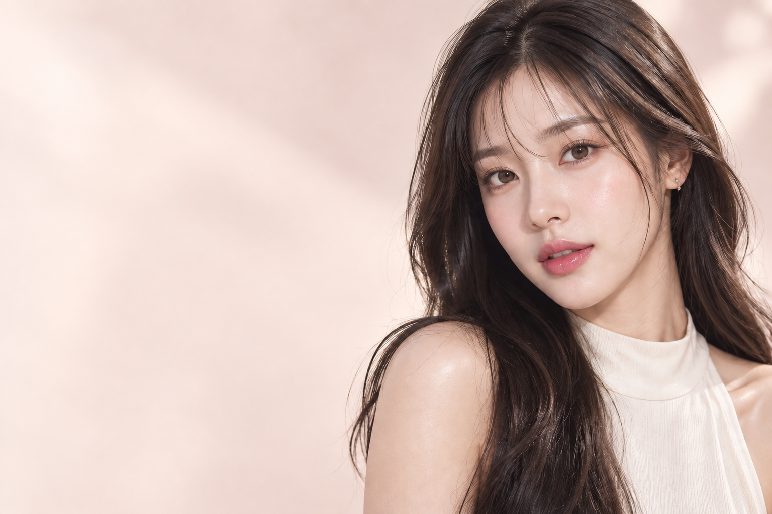피부 고민 상담을 표현한 한국인 여성 연출 이미지